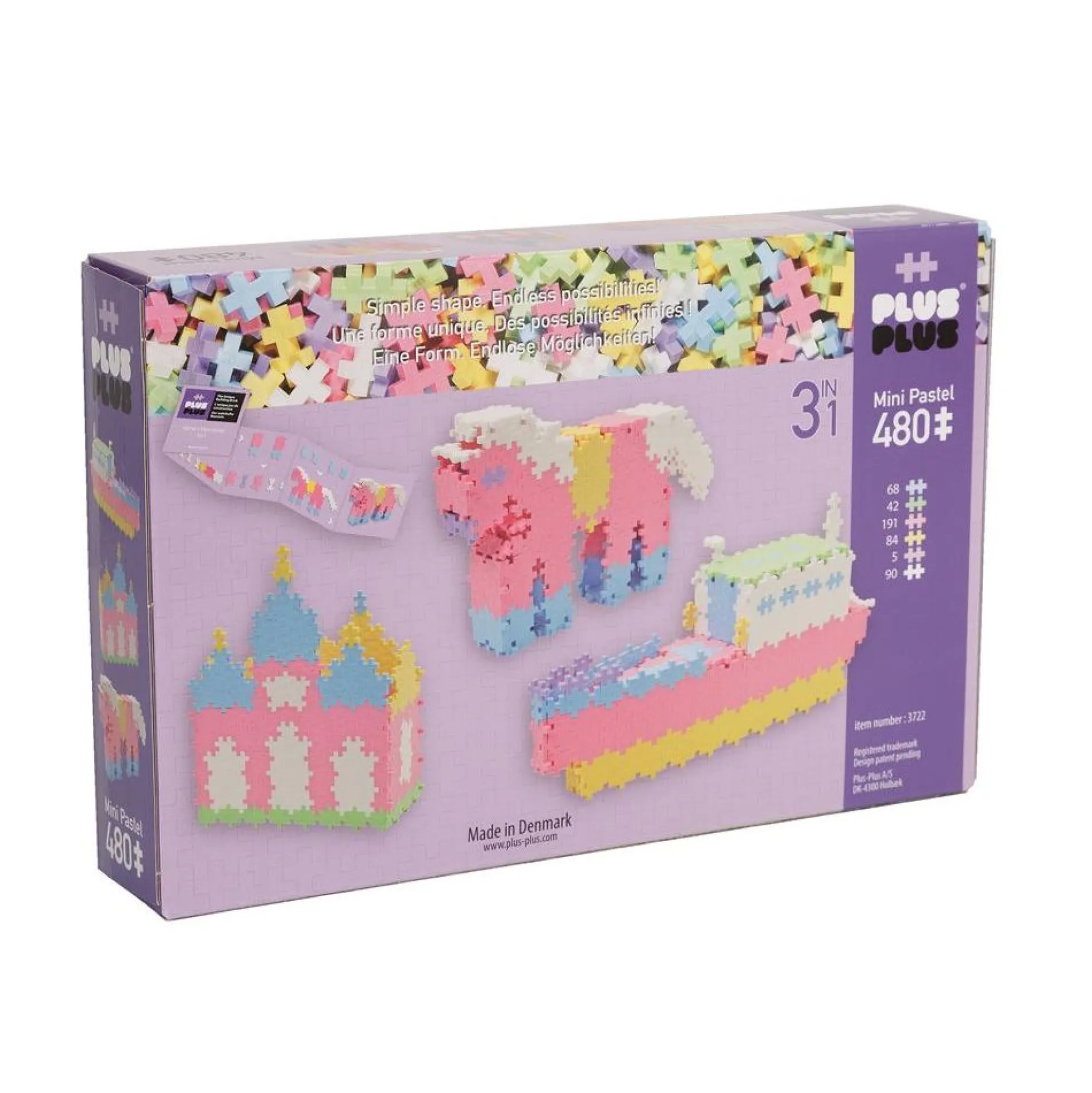 480 pcs 3-i-1 samlesæt, pastel - Plus-Plus