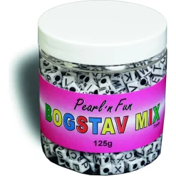 Pearl'n Fun bogstavsperler i sort og hvid - 7 mm - 125 g