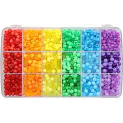Pearl'n Fun regnbue perlemix med runde, rocai og facetperler