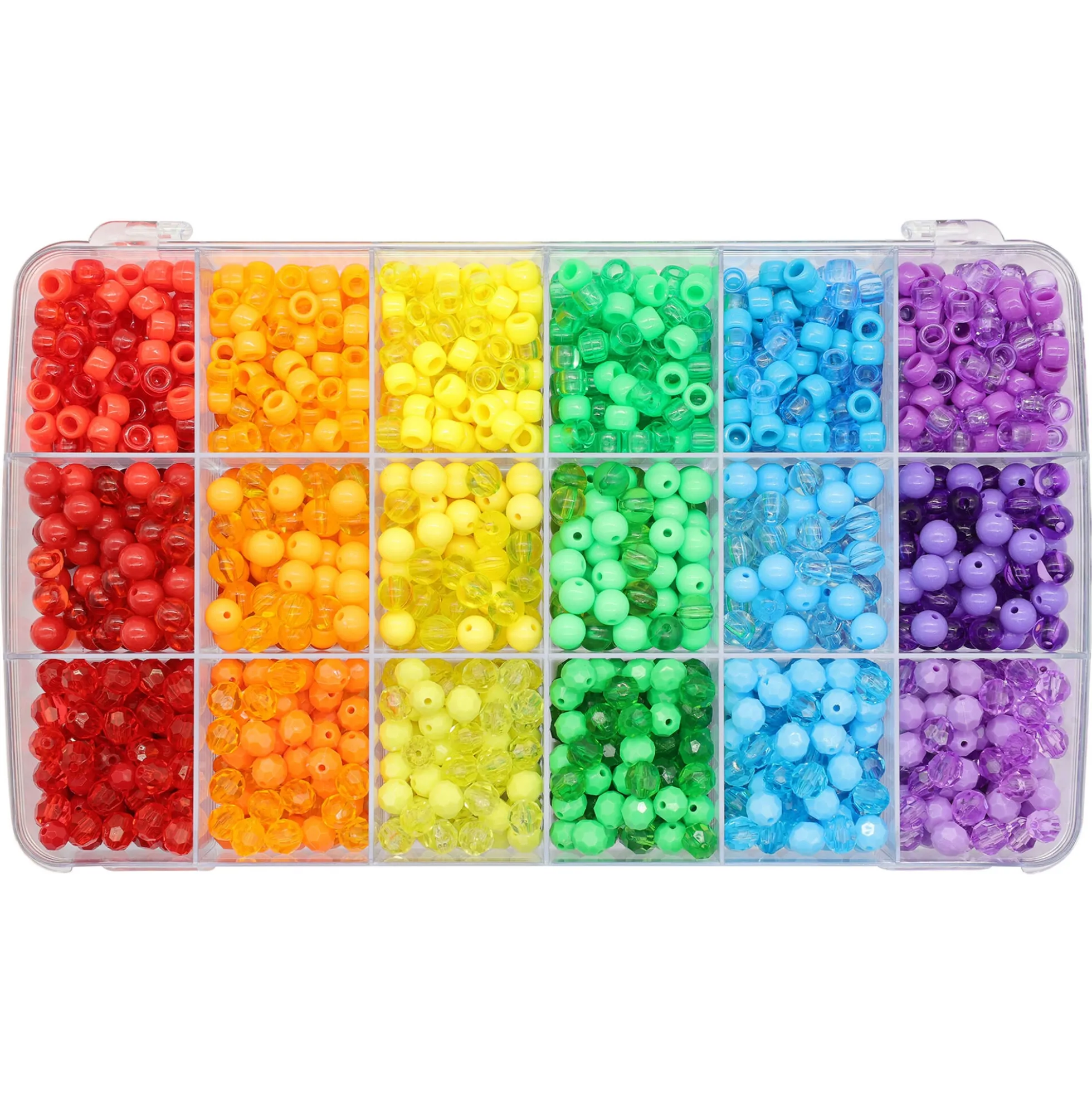 Pearl'n Fun regnbue perlemix med runde, rocai og facetperler