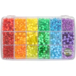 Pearl'n Fun regnbue perlemix med runde, rocai og facetperler