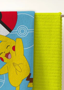 Pikachu håndklæde - 70x140 cm - 100% bomuld - Blødt badehåndklæde med Pikachu fra Pokémon