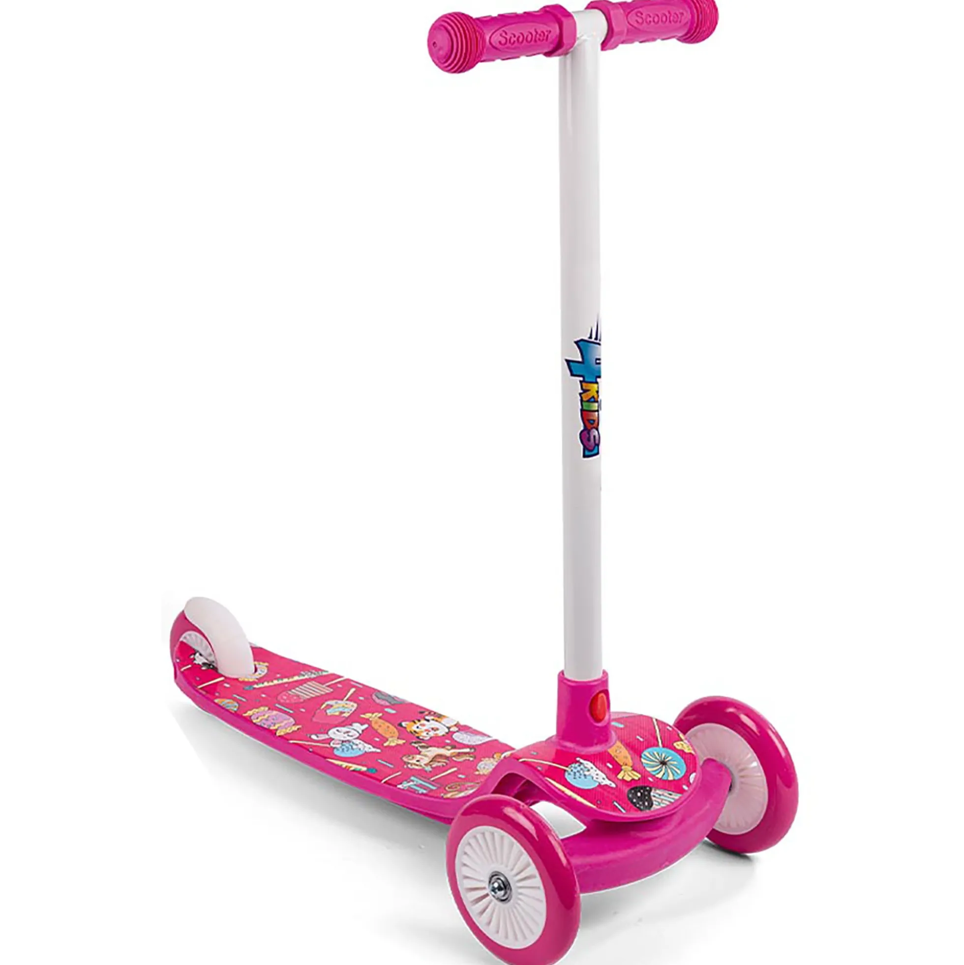 Pink 3-hjulet løbehjul med flexstyring
