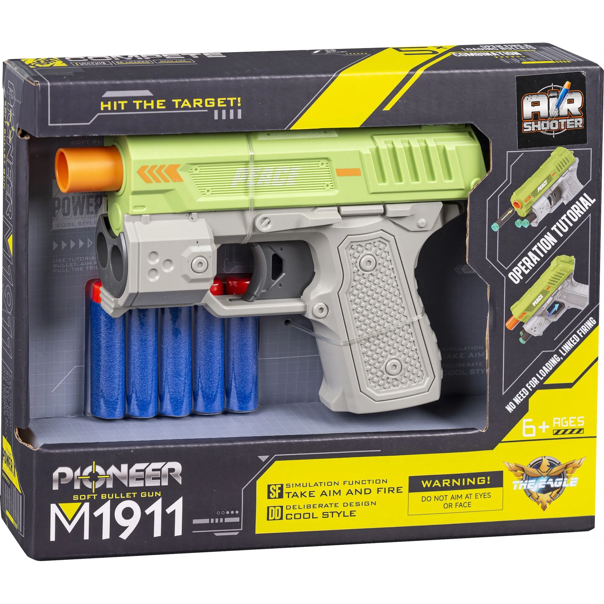 Pioneer Agent softbullet-pistol med skumpile - 5 skumpile - 16 cm