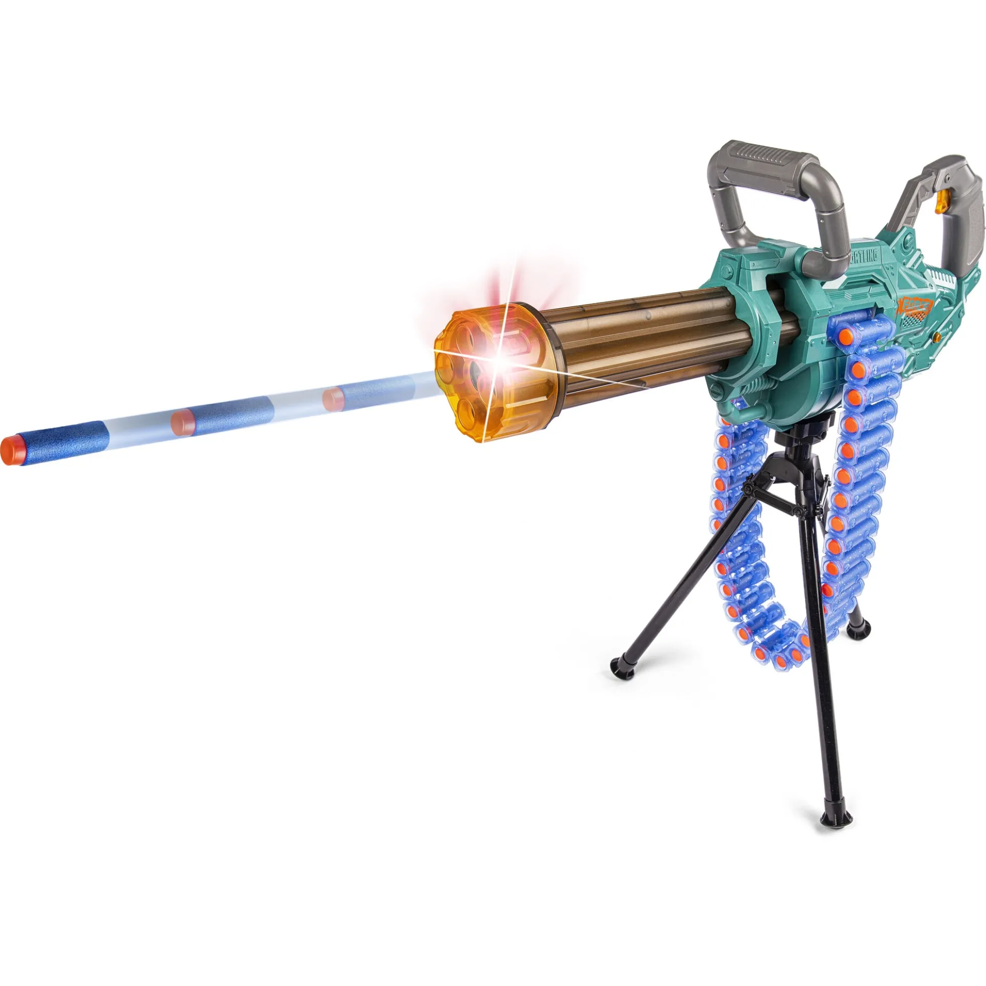 Pioneer Gatling Gun softbullet-gevær med lys og autofire - 40 skumpile - 52 cm