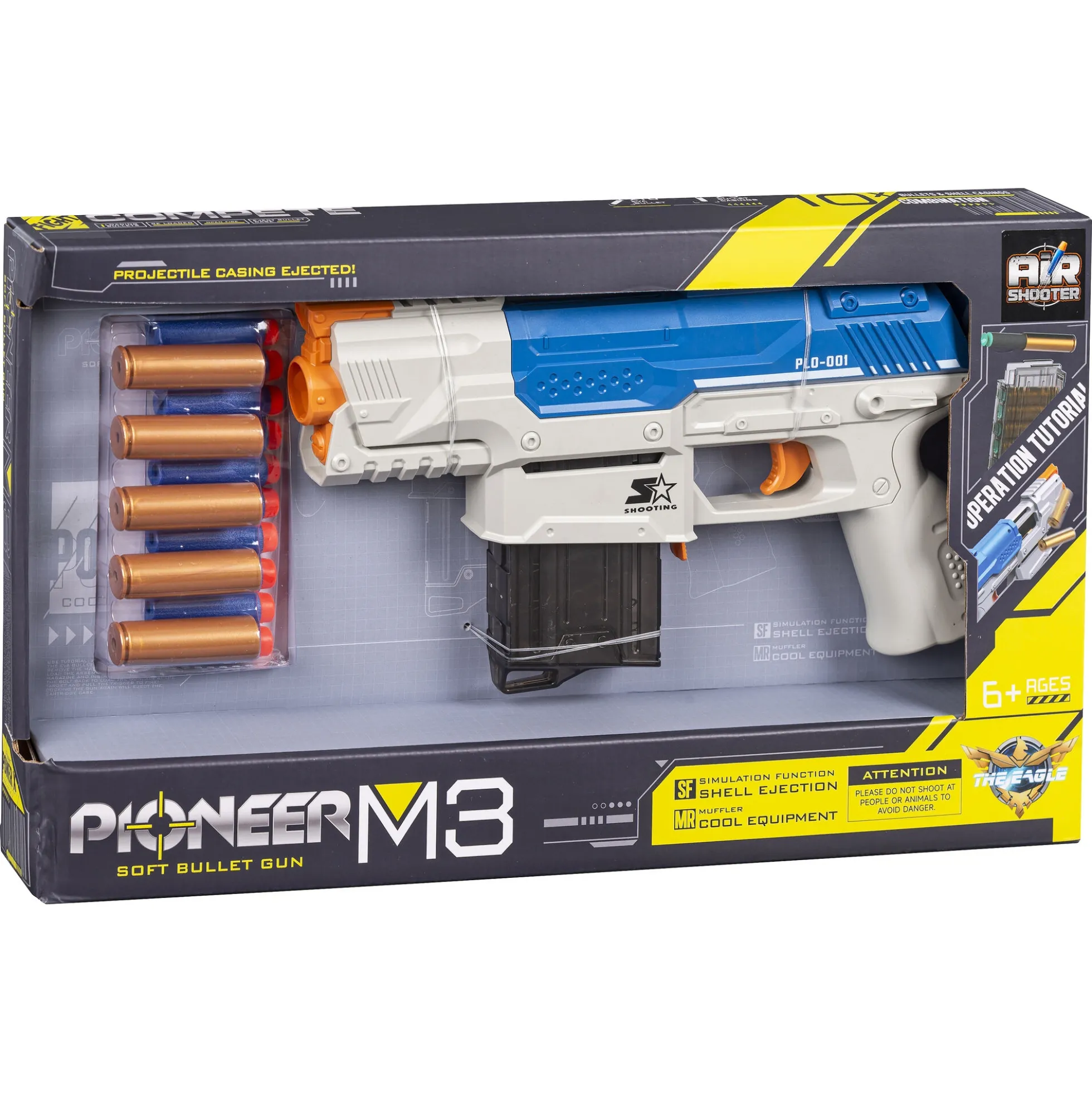 Pioneer M3 softbullet maskinpistol med magasin - 10 skumpile - 28 cm