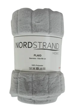Plaid i fake fur - 135x190 cm - Grå med striber - Blødt tæppe fra Nordstrand Home