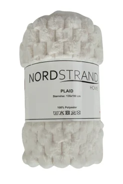 Plaid i fake fur - 135x190 cm - Hvidt tæppe med vaffelstruktur - Ekstra tykt og blødt - Nordstrand Home