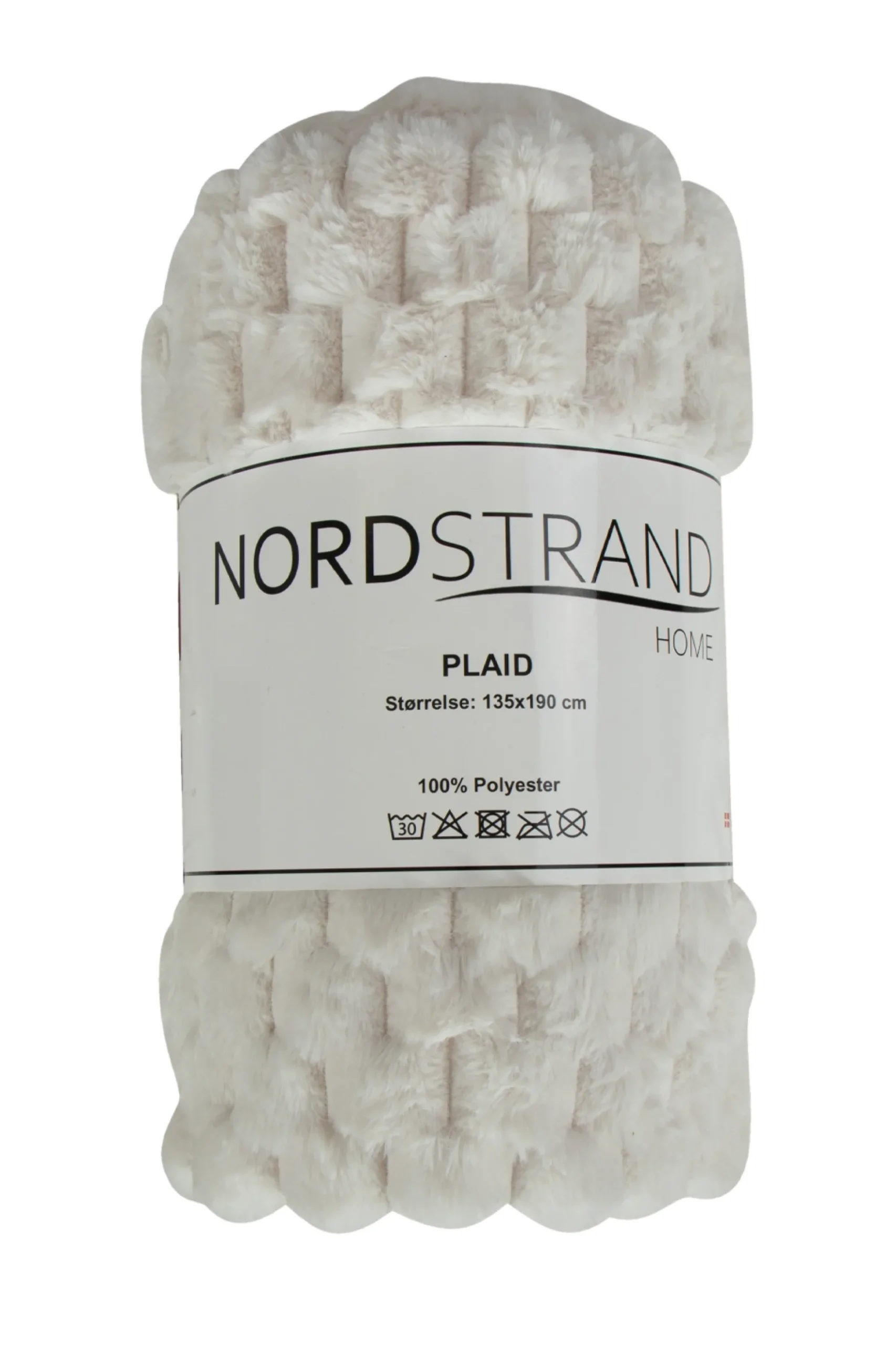 Plaid i fake fur - 135x190 cm - Hvidt tæppe med vaffelstruktur - Ekstra tykt og blødt - Nordstrand Home