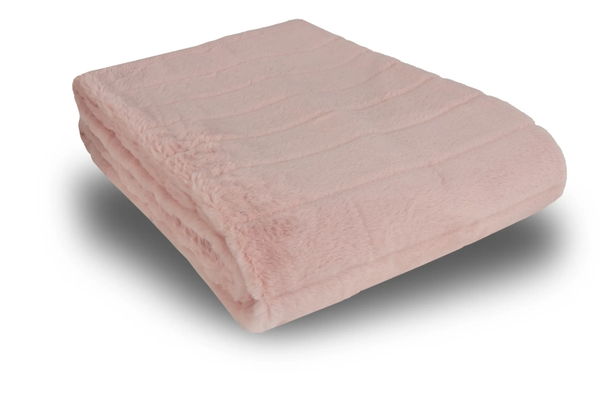 Plaid i fake fur - 135x190 cm - Rosa med striber - Blødt tæppe fra Nordstrand Home