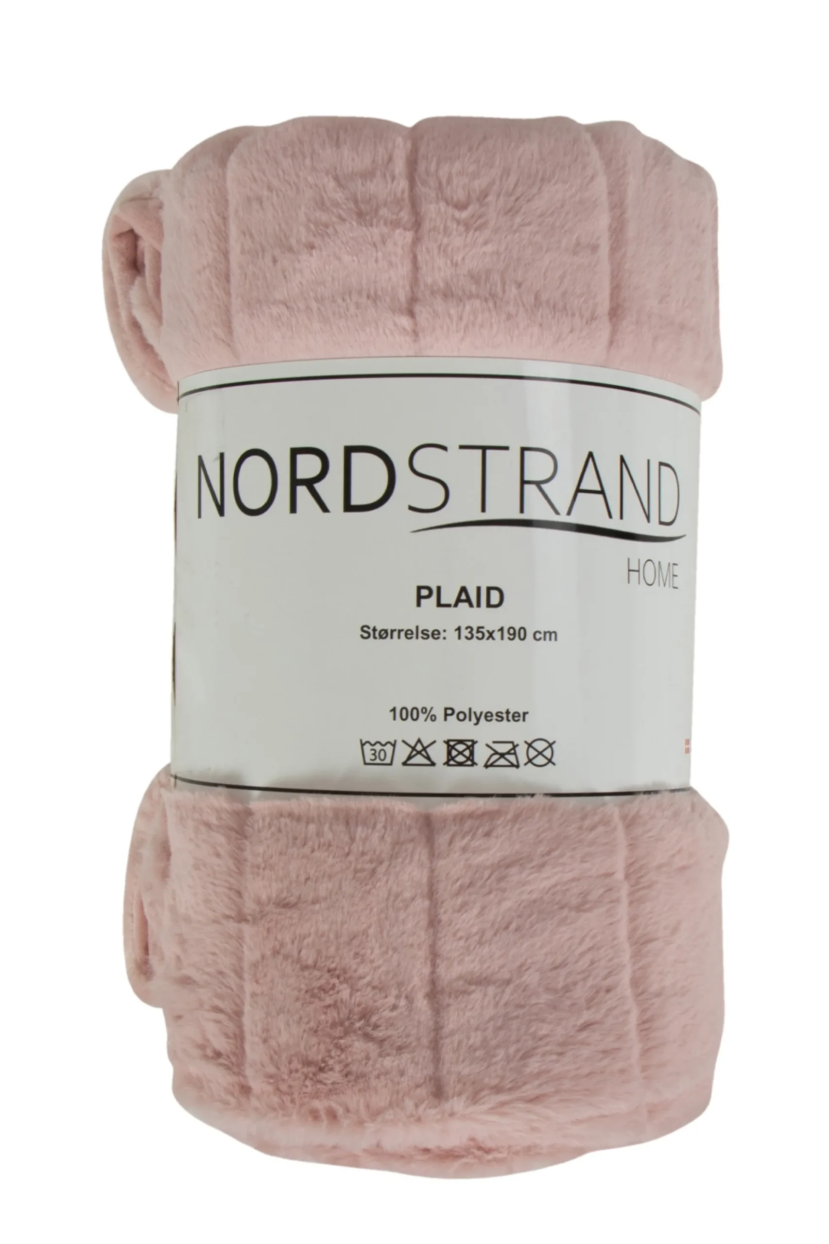 Plaid i fake fur - 135x190 cm - Rosa med striber - Blødt tæppe fra Nordstrand Home