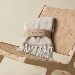 Plaid - 130x170 cm - Beige - Børstet mohair look