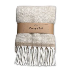Plaid - 130x170 cm - Beige - Børstet mohair look