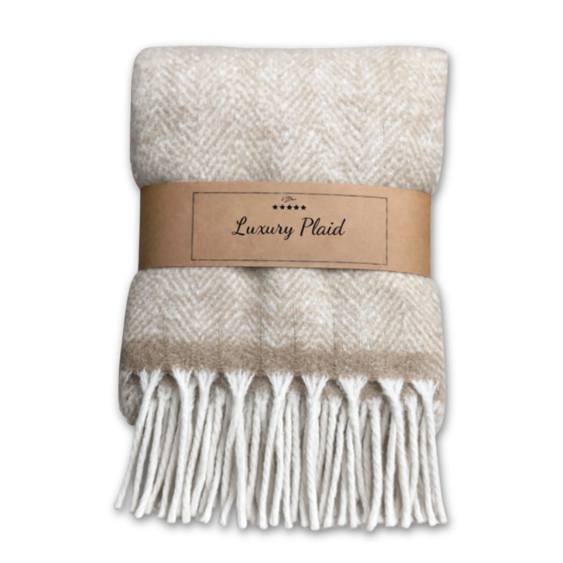 Plaid - 130x170 cm - Beige - Børstet mohair look