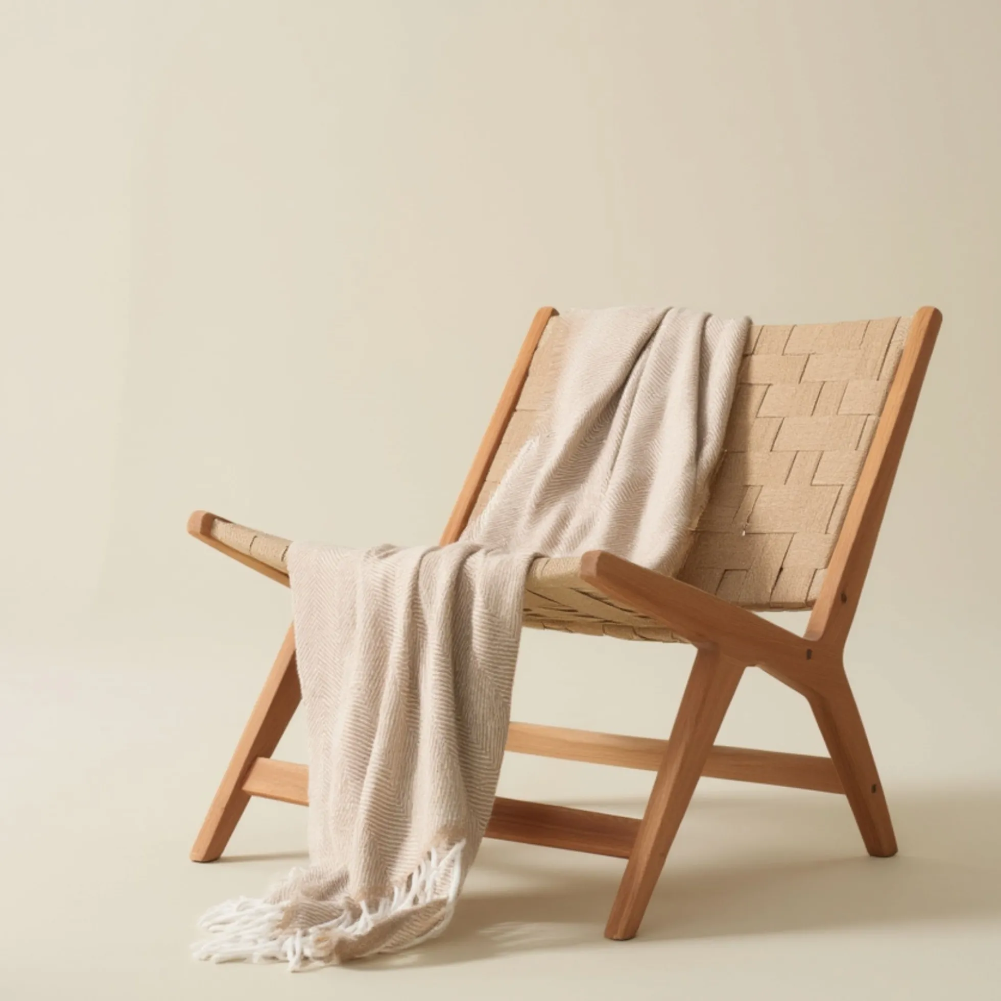 Plaid - 130x170 cm - Beige - Børstet mohair look