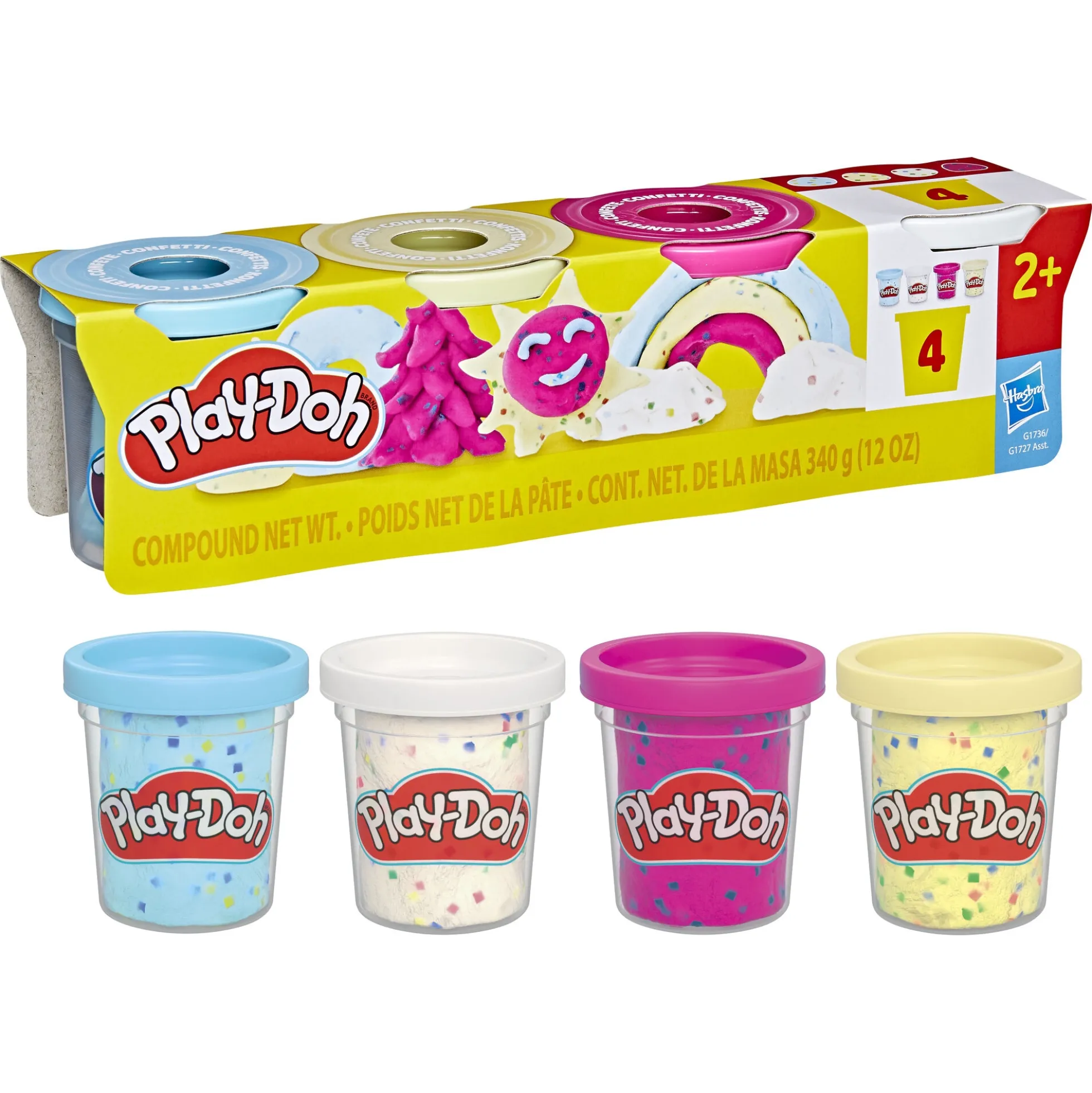 Play-Doh Confetti Fun modellervoks 4-pak - 340 g