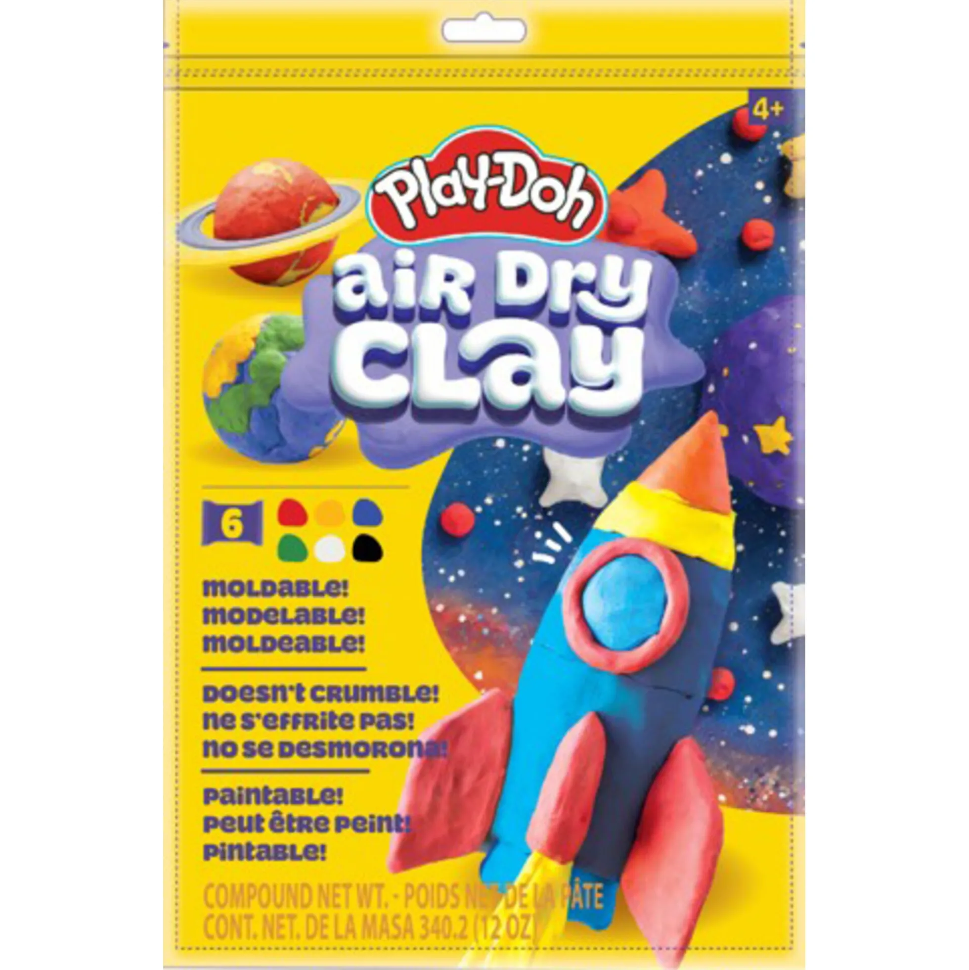 Play-Doh lufttørrende ler 340 g - 6 farver