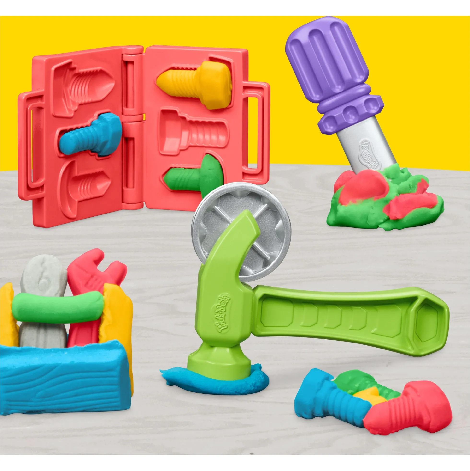 Play-Doh modellervoks Stamp & Saw værktøjsbænk med værktøj - 248 g