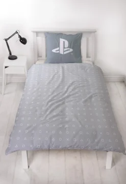PlayStation sengetøj - 100% bomuld - Børnesengetøj 140x200 cm - Gråt PS5 sengetøj