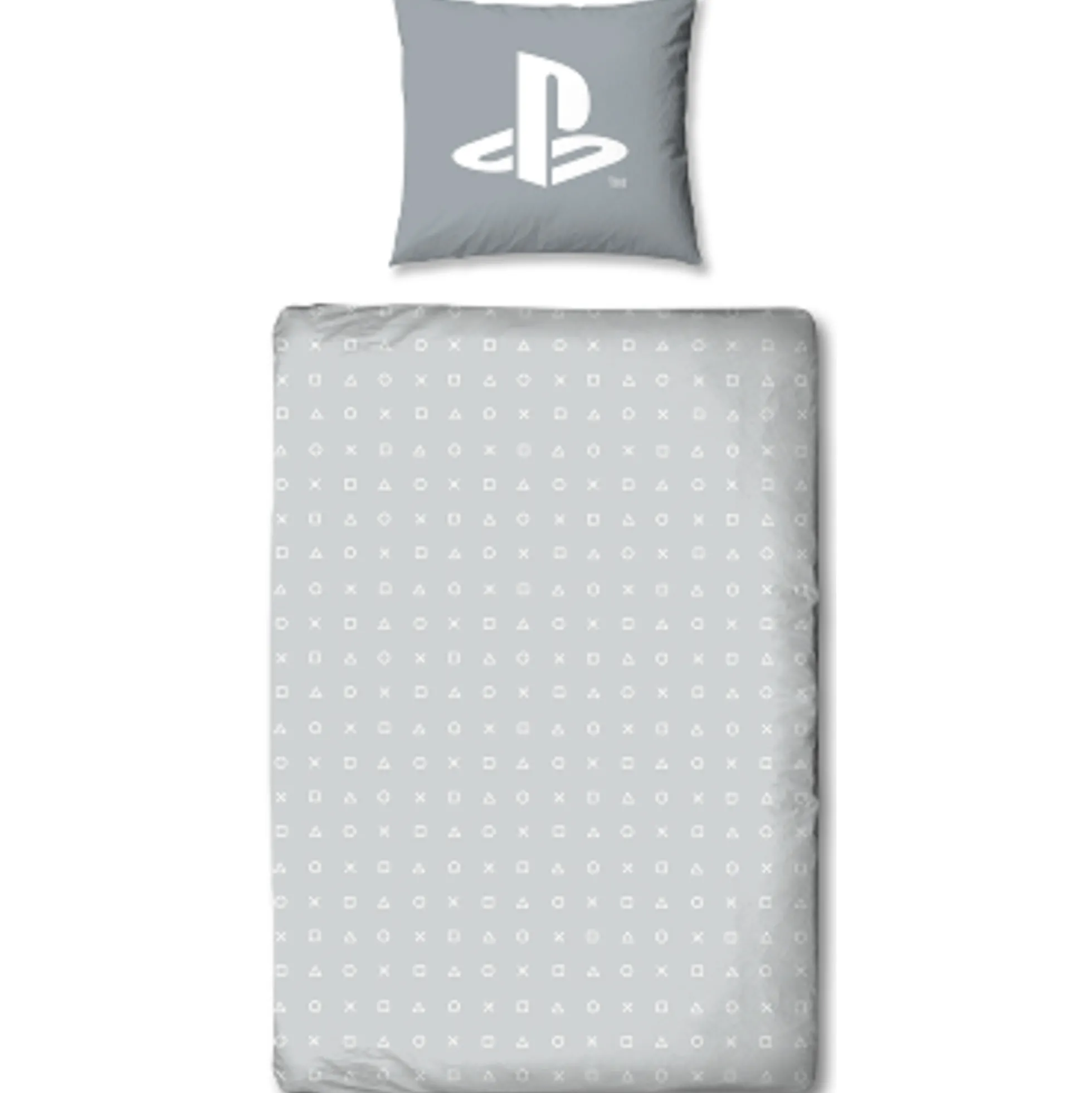 PlayStation sengetøj - 100% bomuld - Børnesengetøj 140x200 cm - Gråt PS5 sengetøj