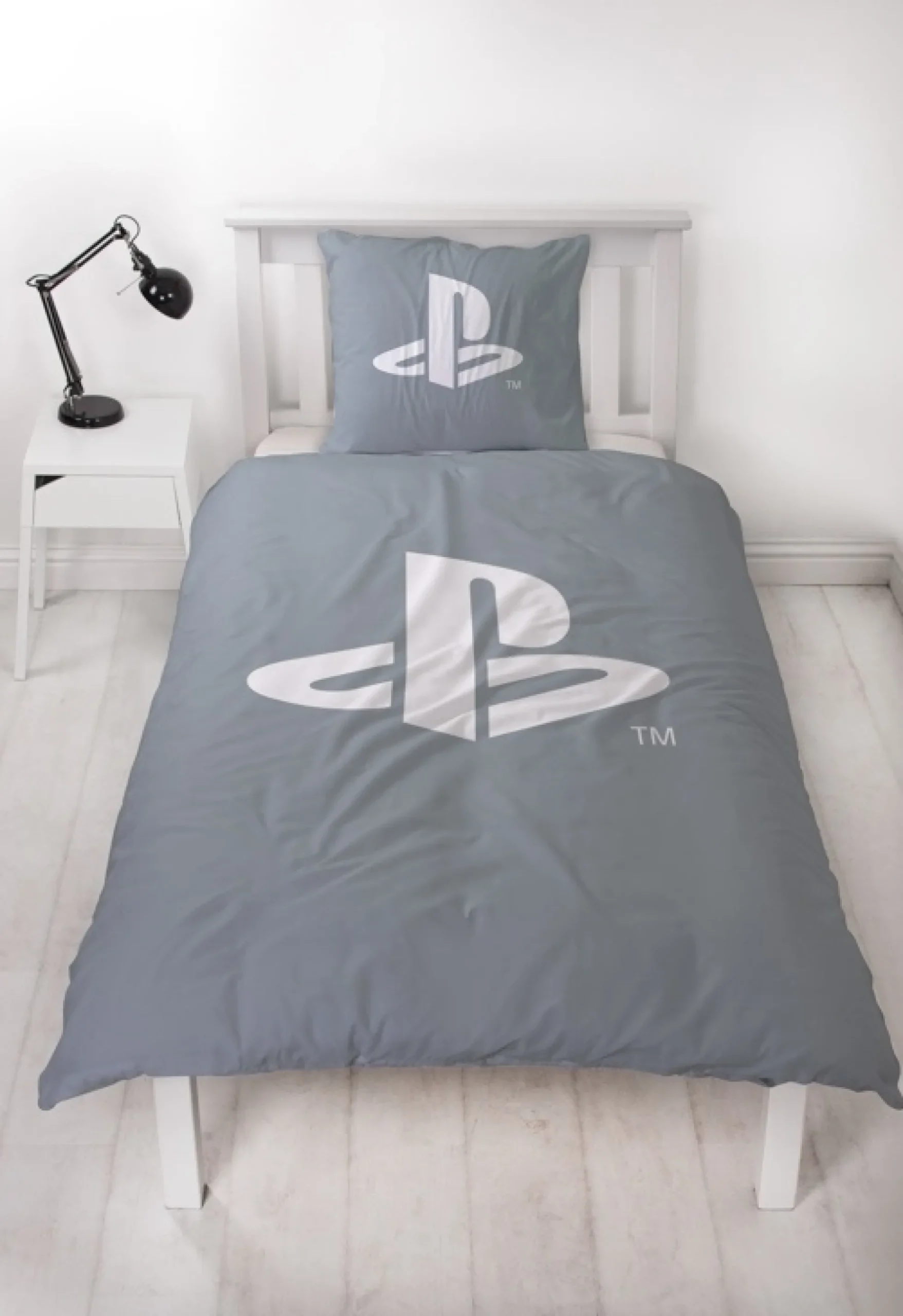 PlayStation sengetøj - 100% bomuld - Børnesengetøj 140x200 cm - Gråt PS5 sengetøj