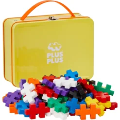 Plus-Plus BIG byggebrikker i gul metalkuffert - 70 dele