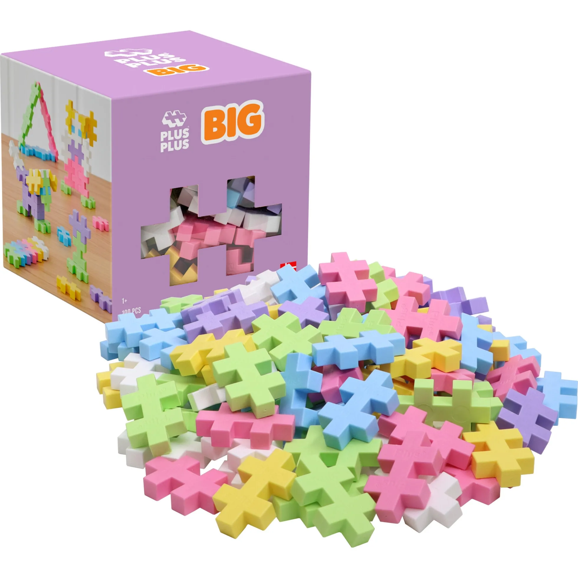 Plus-Plus BIG byggebrikker i pastelfarver - 100 dele
