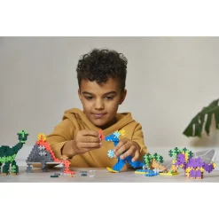 Plus-Plus dinosaur byggesæt med vulkan og byggeplader - 600 dele