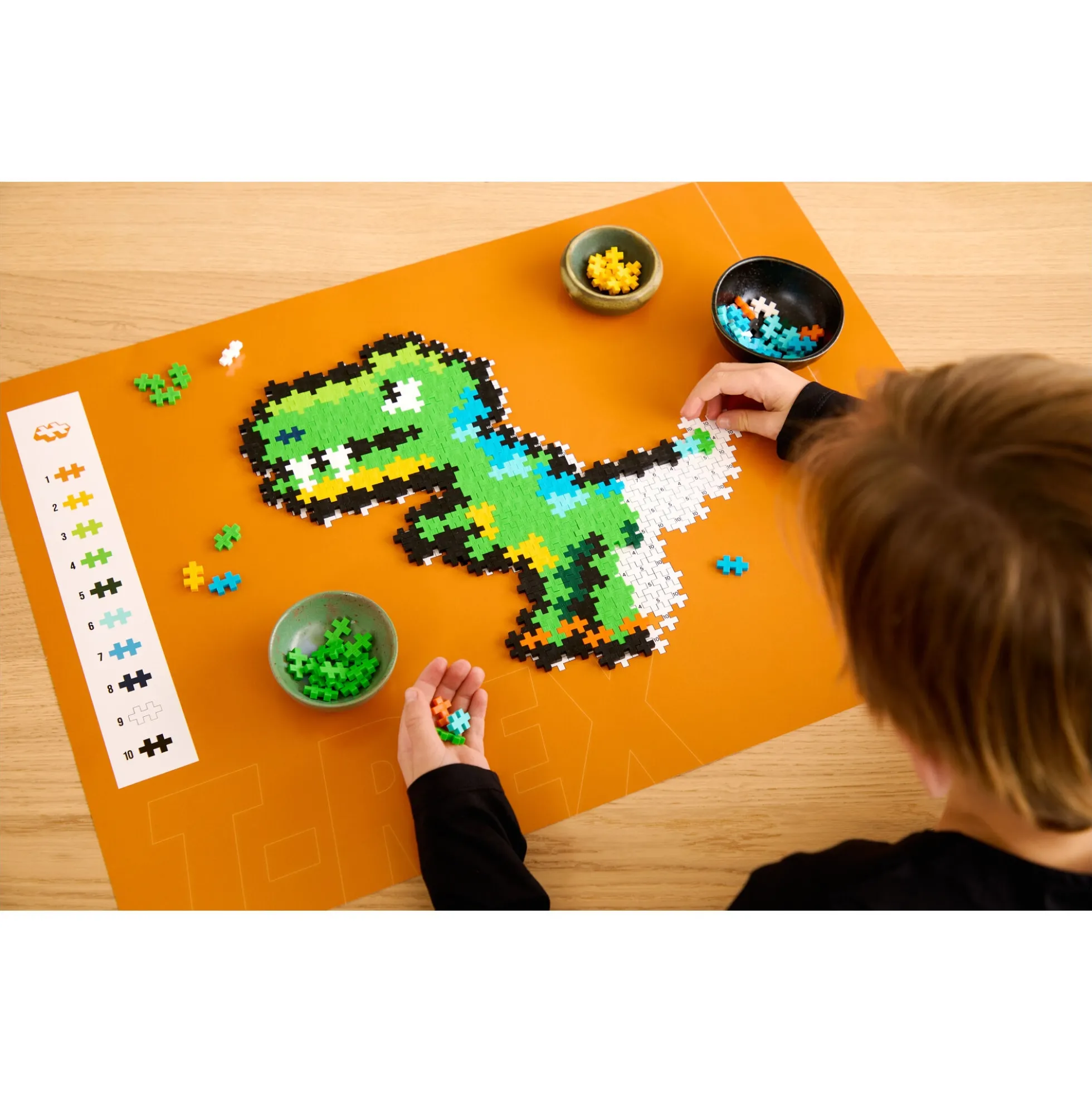 Plus-Plus Puzzle By Number med T-Rex i 2D og 3D - 250 dele