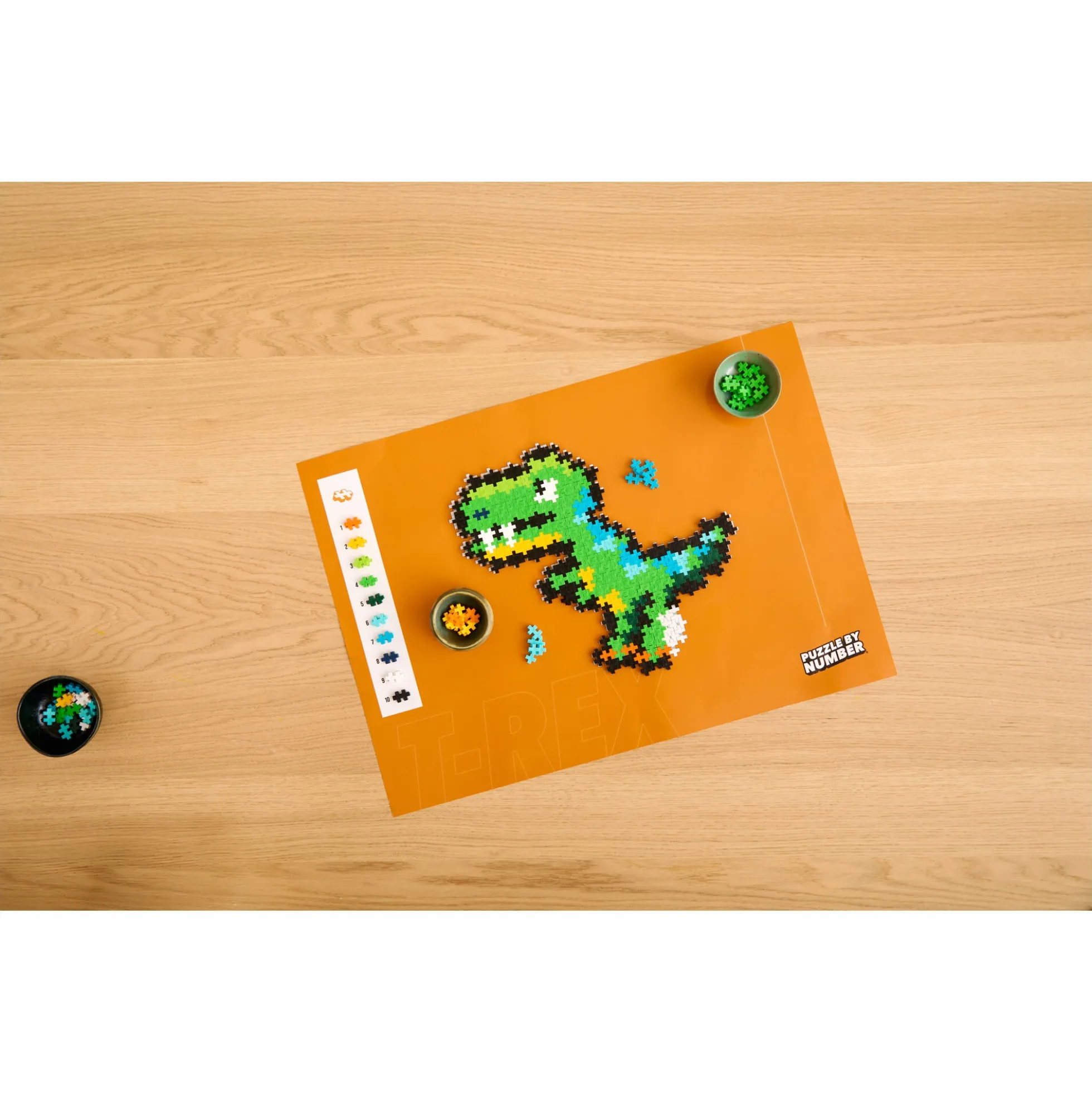 Plus-Plus Puzzle By Number med T-Rex i 2D og 3D - 250 dele