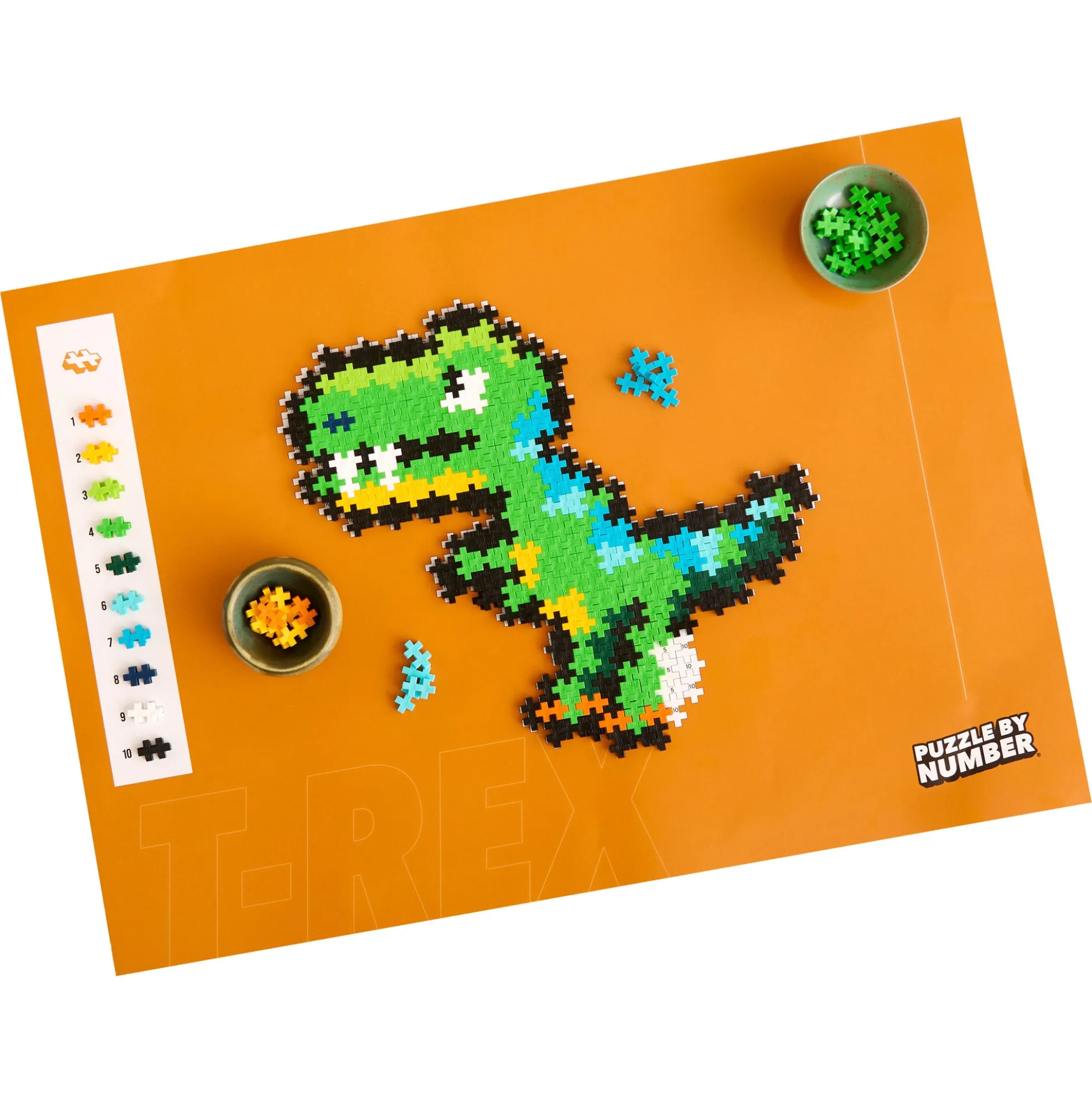 Plus-Plus Puzzle By Number med T-Rex i 2D og 3D - 250 dele