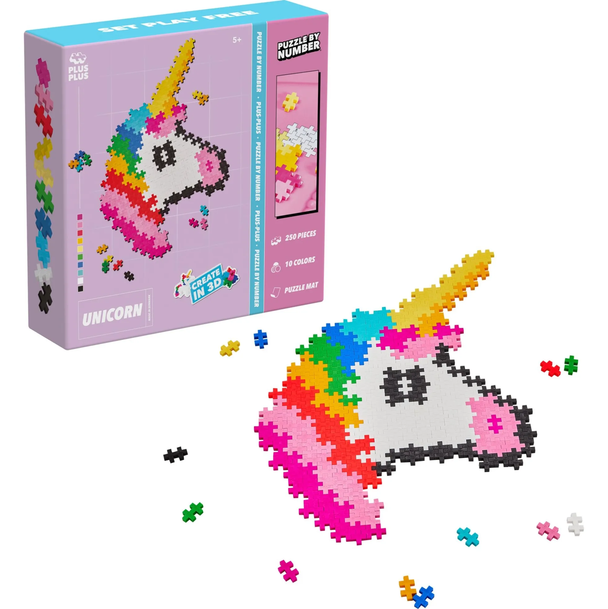Plus-Plus Puzzle By Number med enhjørning - 250 dele