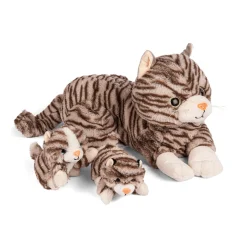 Plys kat - Liggende kat + 2 killinger - 40 cm