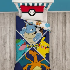 Pokemon Sengetøj - 150x210 cm - Sengetøj med 2 i 1 design - 100% bomuld