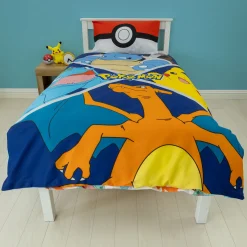 Pokemon Sengetøj - 150x210 cm - Sengetøj med 2 i 1 design - 100% bomuld
