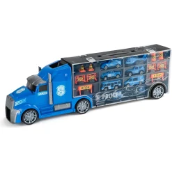 Politi autotransporter med 6 biler - carrycase med tilbehør - 59 cm