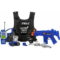 Politi legesæt til børn med SWAT vest og tilbehør - 9 dele