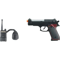 Politisæt med pistol og walkie-talkie med lyd og lys - 22 cm