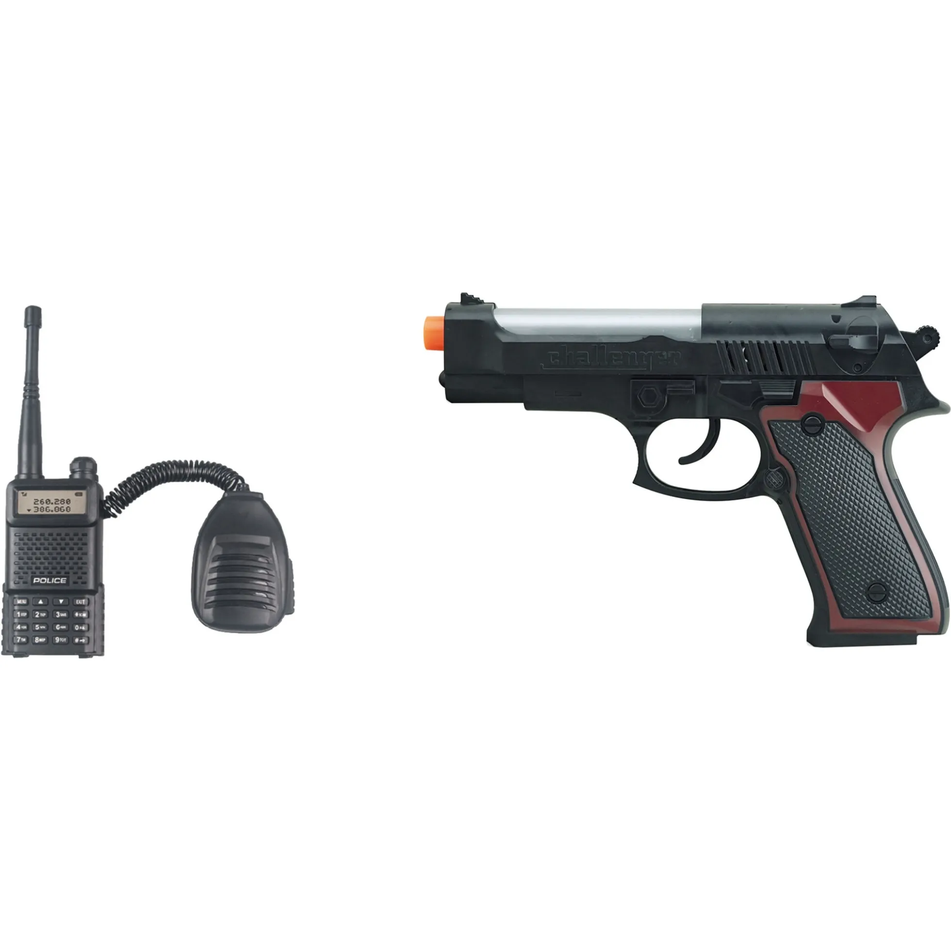 Politisæt med pistol og walkie-talkie med lyd og lys - 22 cm