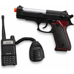 Politisæt med pistol og walkie-talkie med lyd og lys - 22 cm