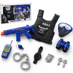 Politisæt med SWAT vest og maskinpistol 40x59x11 cm - 9 dele