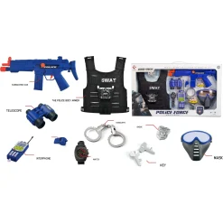 Politisæt med SWAT vest og maskinpistol 40x59x11 cm - 9 dele