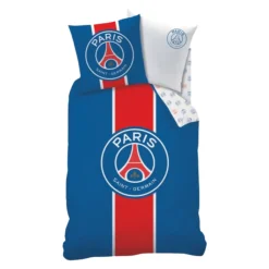 PSG sengetøj - 100% bomuld - Børnesengetøj 140x200 cm - Lyseblåt Paris Saint Germain sengetøj
