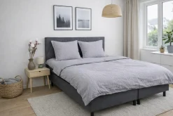 Pudebetræk 60x63 cm - Bæk og Bølge - 100% Bomulds krep - Lysegråt ensfarvet