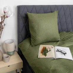 Pudebetræk 60x63 cm - Bæk og bølge - Microfiber - Grøn krep
