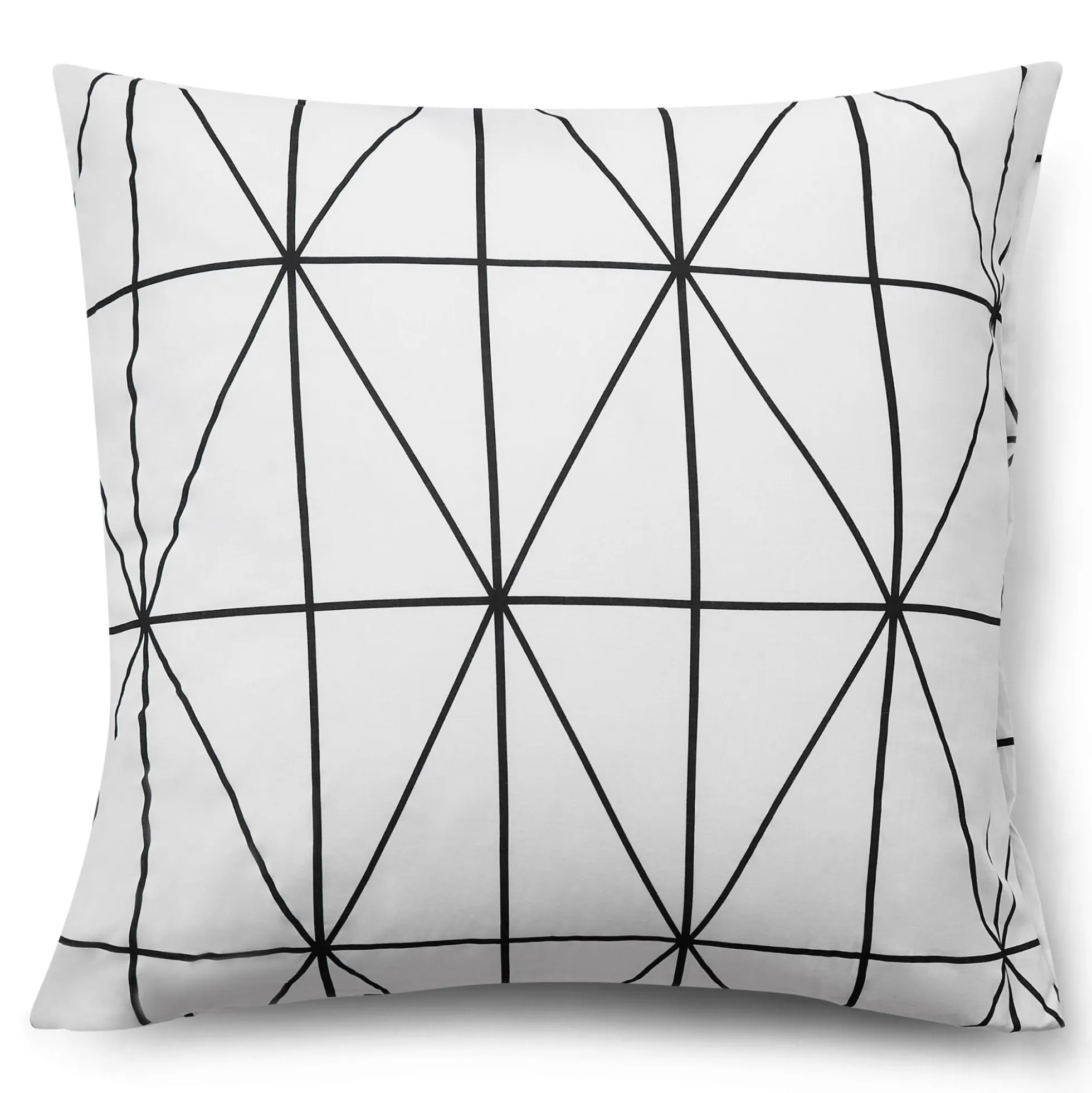 Pudebetræk 60x63 cm - 100% bomuld - Hvidt med sorte harlekintern