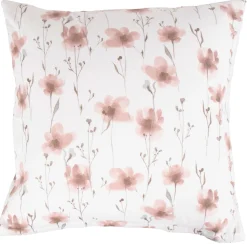 Pudebetræk 60x63 cm - Bomulds flonel - Hvid med rosa blomster