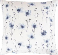 Pudebetræk 60x63 cm - Bomulds flonel - Hvid med blå blomster