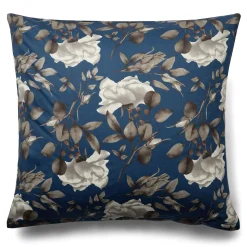 Pudebetræk 60x63 cm - Bomuldssatin - Blossom blue - Blomster print