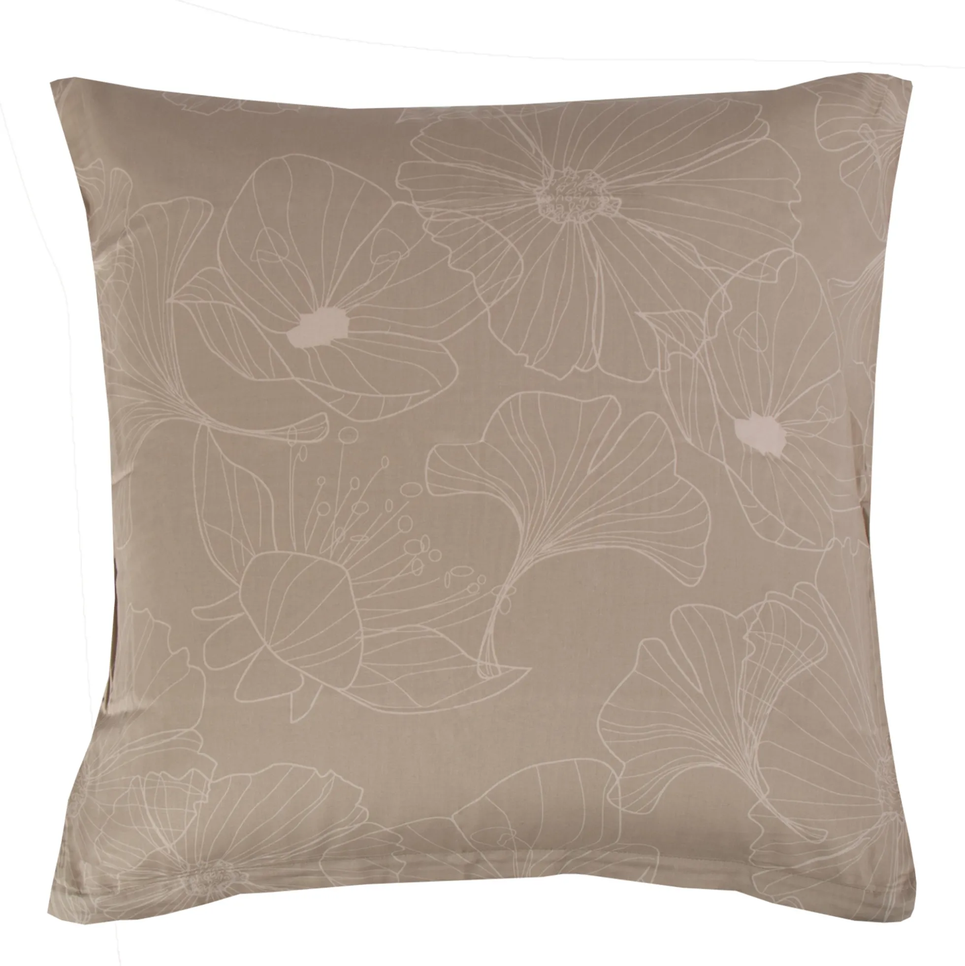 Pudebetræk 60x63 cm - Bomuldssatin - Big Flower sand - Vendbart blomster print